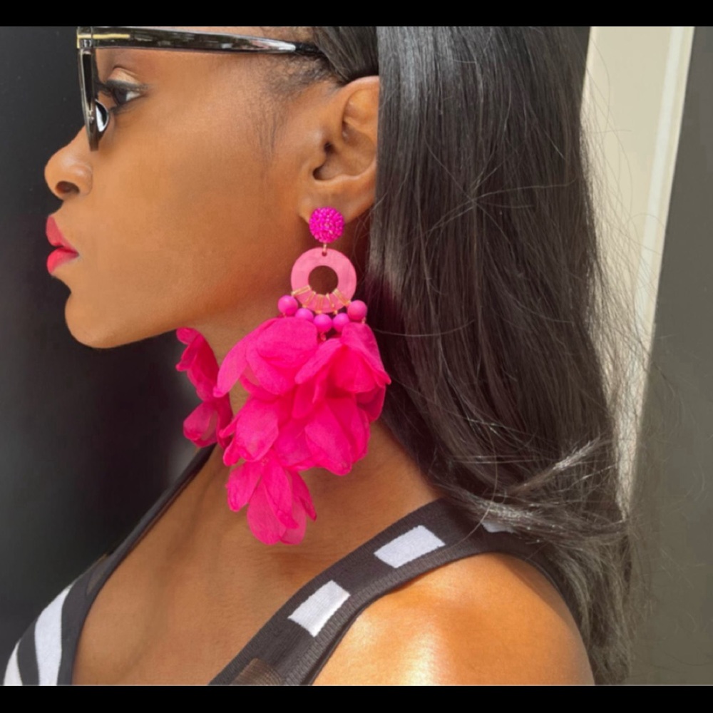 Hot Pink Petals Dangle Earrings